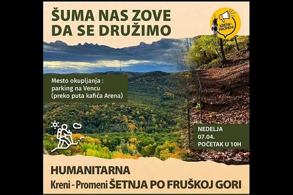 Kreni-Promeni: Humanitarna šetnja po Fruškoj gori u nedelju, skup na Vencu