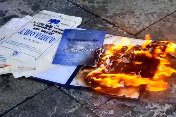 Profesorica iz Novog Sada spalila ispred Skupštine sve svoje diplome i licence (VIDEO)