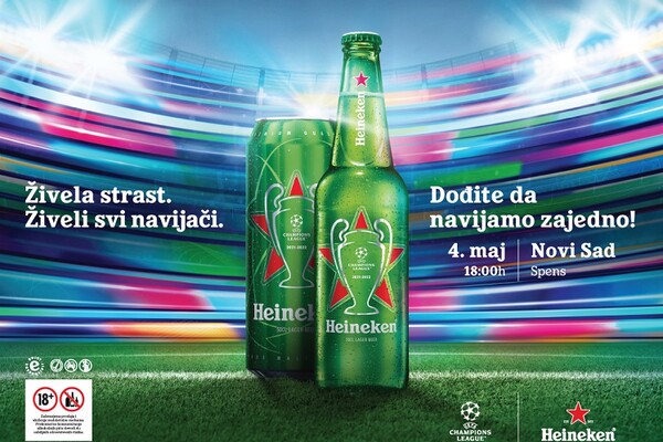 Heineken® te poziva na ekskluzivno gledanje polufinala UEFA Lige šampiona u Novom Sadu, ispred Spensa