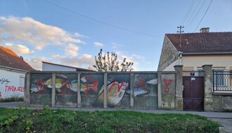 Išarane privatne kuće i mural